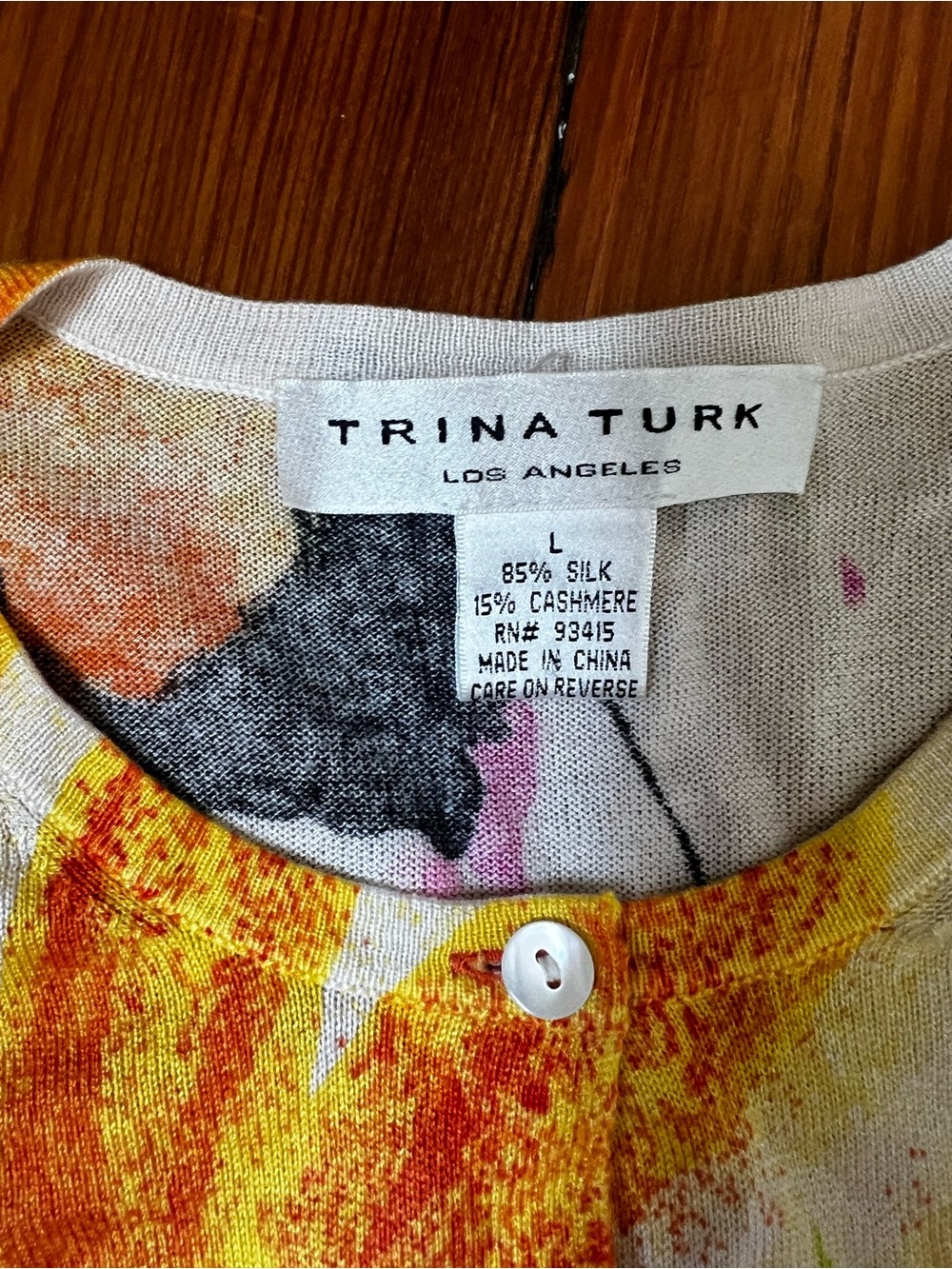 Trina Turk Floral Button Cardigan - Bright Multi size large - Picture 3 of 8